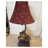 Table Lamp with Elephant and Monkey Base and Red F