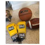 Sports Equipment Bundle Including Everlast Gloves