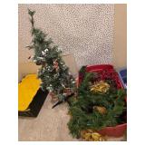 Holiday Decorations Including Tree, Garland, and O