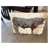 Wall Mount Coat Hanger With Metal Cow Design