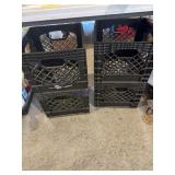 4 Black Plastic Milk Crates with Handles