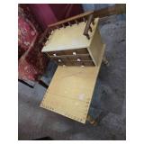 Wooden Table With Drawers and Spindled Backrest
