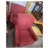 Two Red Upholstered Armchairs