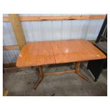 Wood Dining Table with Split Top and Wooden Base