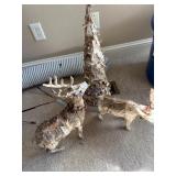Papier-Mache Reindeer and Tree Decorative Set