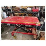 Red Hydraulic Scissor Lift Table with Casters