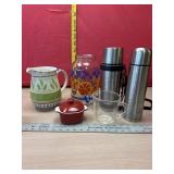 Snowman Jar, pitcher. 2 thermos and tons more