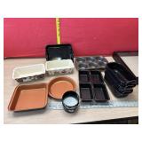 2 mini spring form pans, bake ware and 2