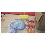 Paint brushes, air hoses and pool net