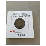 1860 copper nickel Indian head penny