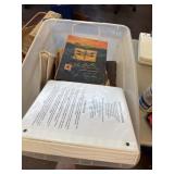 Lg tote of photo albums, basket and more