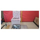 Wicker box and size 8.5 shoes