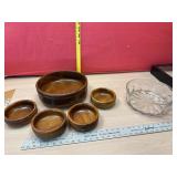 Wooden Salad bowl set and glass salad bowl