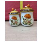 2 Vtg Mushroom Canisters