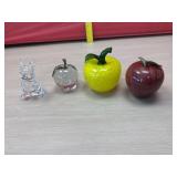 Lead Crystal Bunny 2 glass & 1 marble Apple Paper