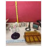 Amethyst Sun catcher, Amber relish dishes, Lenox