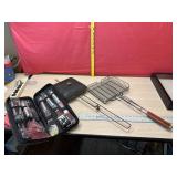 New Barbecue tool set, popcorn popper ad.