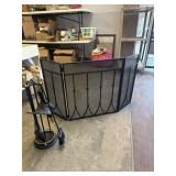 Fire place screen and tool set