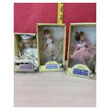 3 Victorian Beauty Porcelain Dolls