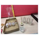 4 new apothecary jars, 3 clear cubist glasses and