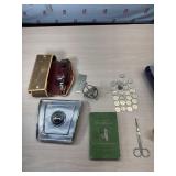 Impala car emblem, vintage Kenmore hand sewer,