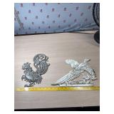 Vintage Aluminum Rooster and Pheasant decorations