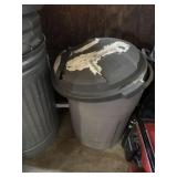 2 plastic trash can and contents