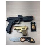 Air soft pistols. Camilleï¿½s Titanium knife