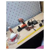 Wood pencils & shapener, masks, fire Storm light,