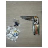 POW Remembrance knife, pin and Netwarcom token