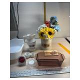 Kitchen Timer, Pyrex loaf pan, pitcher w s