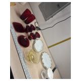Ruby glass, milk glass and yellow depression