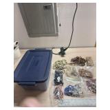 Small tote with vintage Jewelry including 29