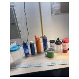 Yeti coffee cup, shaker bottles, water bottles
