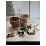 Vintage Stretch belts, wicker baskets