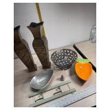 Large Tin vases, washer basket, carrot dish,