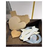 Crafts sticks, wood cutouts and wood box