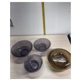Pyrex Set of 3 Glass ï¿½plumï¿½ mixing bowls and
