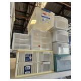 Large assortment of plastic  storage  bins