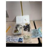 2 lidded shoe boxes with hat & coat hooks, plate