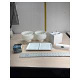 Milk Glass Hobnail lamp shades, toothbrush