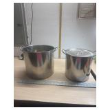 2 stainless steel stock pots 1 with lid