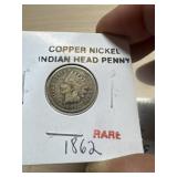 1862 Copper nickel Indian Head Penny