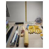 Paint supplies  and new leather gloves