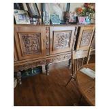 Rare Tiger Oak Carved Cabinet made in Italy