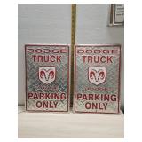 2- Dodge parking tin signs