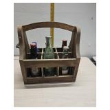 Wood bottle carrier and bottles
