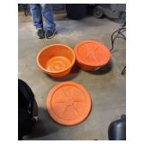 Orange feed tubs