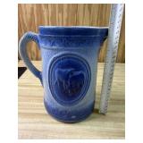 Blue & White Salt Glaze Stoneware Grazing Cows