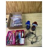Scrap book scissors, pens and penciled, battery
